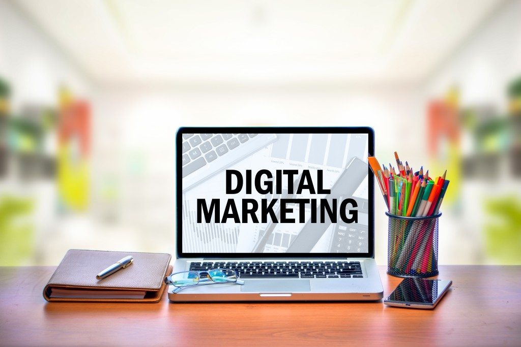 digital marketing on laptop screen