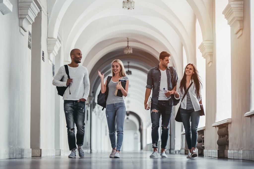 students walking